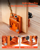 VEVOR Pocket Hole Jig Kit, 12 mm to 48 mm Adjustable, Jig Pocket Hole System with Step Drill, Hex Wrench, Drill Stop Ring, Square Drive Bit, Plugs and Screws, Reinforced Metal Frame, for Woodworking