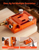 VEVOR Pocket Hole Jig Kit, 12 mm to 48 mm Adjustable, Jig Pocket Hole System with Step Drill, Hex Wrench, Drill Stop Ring, Square Drive Bit, Plugs and Screws, Reinforced Metal Frame, for Woodworking