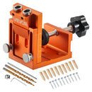 VEVOR Pocket Hole Jig Kit, 12 mm to 48 mm Adjustable, Jig Pocket Hole System with Step Drill, Hex Wrench, Drill Stop Ring, Square Drive Bit, Plugs and Screws, Reinforced Metal Frame, for Woodworking