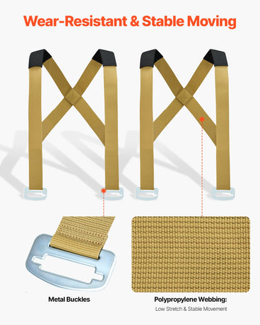 VEVOR Moving Straps, Supports up to 453.6 kg, 2-Person Lifting and Moving System with 2 Harness Straps & 2 Load-bearing Straps, Adjustable Lifting Shoulder Straps Move Furniture Appliances Mattresses
