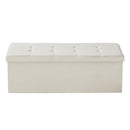 VEVOR Foldable Storage Ottoman Bench, End of Bed Bench with Side Bags, Folding Upholstered Storage Chest Supports 660 lbs, Linen Bed Ottoman with Large Space for Living Room, Bedroom, Entryway, Beige