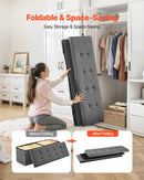 VEVOR Foldable Storage Ottoman Bench, End of Bed Bench with Side Bags, Folding Upholstered Storage Chest Supports 660 lbs, Linen Bed Ottoman with Large Space for Living Room, Bedroom, Entryway, Grey
