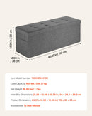 VEVOR Foldable Storage Ottoman Bench, End of Bed Bench with Side Bags, Folding Upholstered Storage Chest Supports 660 lbs, Linen Bed Ottoman with Large Space for Living Room, Bedroom, Entryway, Grey