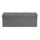 VEVOR Foldable Storage Ottoman Bench, End of Bed Bench with Side Bags, Folding Upholstered Storage Chest Supports 660 lbs, Linen Bed Ottoman with Large Space for Living Room, Bedroom, Entryway, Grey