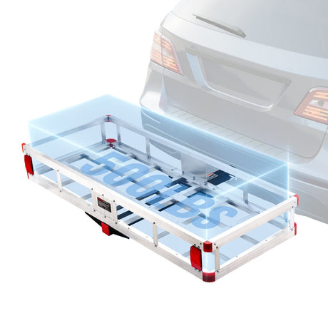 VEVOR 49.4 x 22.4 x 7.1 in Hitch Cargo Carrier, 500lb Capacity Trailer Hitch Mount Aluminum Cargo Basket, Luggage Carrier Rack Fits 2