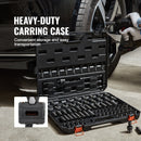 3/8" Drive Impact Socket Set, 90 Piece Socket Set SAE 1/4"-3/4" and Metric 6-19mm, 6 Point Cr-Mo Alloy Steel for Auto Repair, Includes Extension Bars Universal Joint Adapter Lock Storage Case