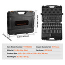 3/8" Drive Impact Socket Set, 90 Piece Socket Set SAE 1/4"-3/4" and Metric 6-19mm, 6 Point Cr-Mo Alloy Steel for Auto Repair, Includes Extension Bars Universal Joint Adapter Lock Storage Case