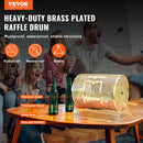 VEVOR Raffle Drum, 16.1 x Ø12 inch Brass Plated Raffle Ticket Spinning Cage, Holds 5000 Tickets or 200 Ping Pong Balls, Metal Lottery Spinning Drawing with Wooden Turning Handle, for Bingo Ballot Part