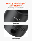 Impact Socket Set 1/2 Inches 19 Piece Impact Sockets, Standard Socket Assortment, 1/2 Inches Drive Socket Set Impact Standard SAE (3/8 Inches to 1-1/2 Inches) 6-point Hex Sockets