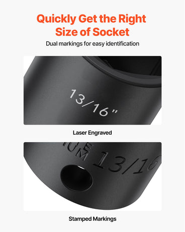 Impact Socket Set 1/2 Inches 19 Piece Impact Sockets, Standard Socket Assortment, 1/2 Inches Drive Socket Set Impact Standard SAE (3/8 Inches to 1-1/2 Inches) 6-point Hex Sockets