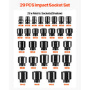 Impact Socket Set 3/4 Inches 29 Piece Impact Sockets, 6-Point Sockets, Rugged Construction, CR-M0, 3/4 Inches Drive Socket Set Impact SAE 3/4 inch - 2-1/2 inch, with a Storage Cage