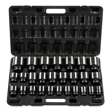 Impact Socket Set 3/4 Inches 29 Piece Impact Sockets, 6-Point Sockets, Rugged Construction, CR-M0, 3/4 Inches Drive Socket Set Impact SAE 3/4 inch - 2-1/2 inch, with a Storage Cage