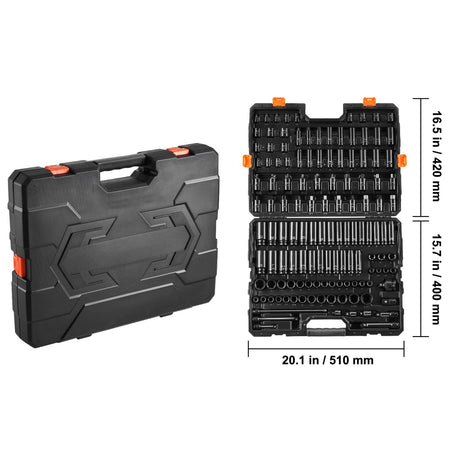 Impact Sockets Set 130PCS 6-Point 3/8