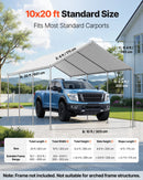 Carport Replacement Canopy, 6 x 3 m Potable Garage Tent Top Tarp, UV-Resistant & Waterproof Car Shelter Tarp, Heavy Duty Car Port Cover with Ball Buggees, Grey, Frame Not Included