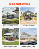 Carport Replacement Canopy, 6 x 3 m Potable Garage Tent Top Tarp, UV-Resistant & Waterproof Car Shelter Tarp, Heavy Duty Car Port Cover with Ball Buggees, Grey, Frame Not Included