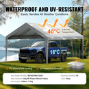 Carport Replacement Canopy Cover 12 x 20 ft, Garage Top Tent Shelter Tarp Heavy-Duty Waterproof & UV Protected, Easy Installation with Ball Bungees,Grey (Only Top Cover, Frame Not Include)
