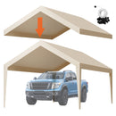 Carport Replacement Canopy, 6 x 3.6 m Potable Garage Tent Top Tarp, UV-Resistant & Waterproof Car Shelter Tarp, Heavy Duty Car Port Cover with Ball Buggees, Beige, Frame Not Included