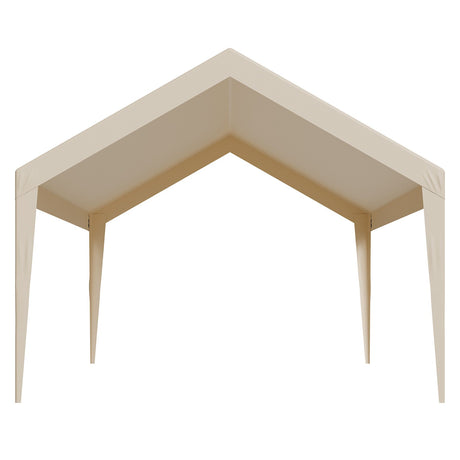 Carport Replacement Canopy, 6 x 3.6 m Potable Garage Tent Top Tarp, UV-Resistant & Waterproof Car Shelter Tarp, Heavy Duty Car Port Cover with Ball Buggees, Beige, Frame Not Included