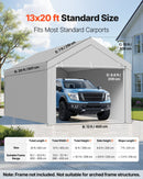 Carport Replacement Canopy, 6 x 4 m Potable Garage Tent Top Tarp with Sidewalls, UV-Resistant & Waterproof, Heavy Duty Car Shelter Tarp with Ball Buggees, Grey, Frame Not Included