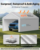 Carport Replacement Canopy, 6 x 4 m Potable Garage Tent Top Tarp with Sidewalls, UV-Resistant & Waterproof, Heavy Duty Car Shelter Tarp with Ball Buggees, Grey, Frame Not Included