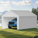 Carport Replacement Canopy, 6 x 4 m Potable Garage Tent Top Tarp with Sidewalls, UV-Resistant & Waterproof, Heavy Duty Car Shelter Tarp with Ball Buggees, Grey, Frame Not Included