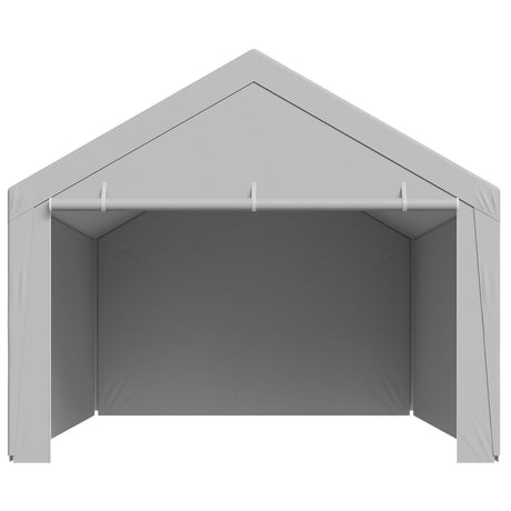 Carport Replacement Canopy, 6 x 4 m Potable Garage Tent Top Tarp with Sidewalls, UV-Resistant & Waterproof, Heavy Duty Car Shelter Tarp with Ball Buggees, Grey, Frame Not Included