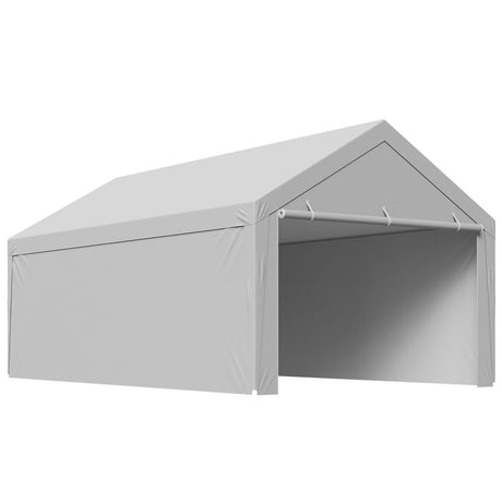 Carport Replacement Canopy, 6 x 4 m Potable Garage Tent Top Tarp with Sidewalls, UV-Resistant & Waterproof, Heavy Duty Car Shelter Tarp with Ball Buggees, Grey, Frame Not Included