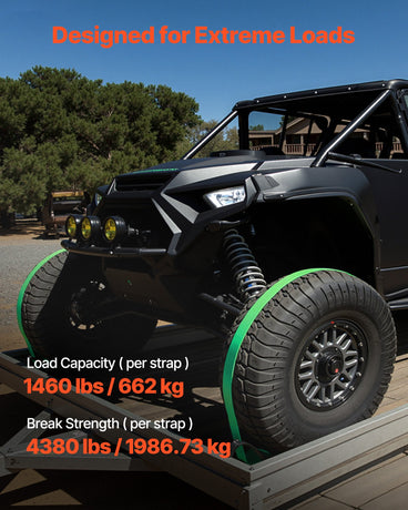 VEVOR Wheel Chock Tie-Down Kit, Chock-Style Trailer Tie Down Strap, Car Tie Down Kit with Buckle, Break Strength 1986.73 kg & Working Load 662 kg Motorcycle Tie-Down System for ATVs, UTVs & Trailers