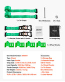 VEVOR Wheel Chock Tie-Down Kit, Chock-Style Trailer Tie Down Strap, Car Tie Down Kit with Buckle, Break Strength 1986.73 kg & Working Load 662 kg Motorcycle Tie-Down System for ATVs, UTVs & Trailers