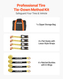 VEVOR Wheel Chock Tie-Down Kit, Tire-Style Motorcycle Tie-Down System, Car Tie Down Kit with Flat Hook, Break Strength 4540 kg & Working Load 1512 kg Trailer Tie Down Strap for ATVs, SUVs, Trailers