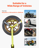 VEVOR Wheel Chock Tie-Down Kit, Tire-Style Motorcycle Tie-Down System, Car Tie Down Kit with Flat Hook, Break Strength 4540 kg & Working Load 1512 kg Trailer Tie Down Strap for ATVs, SUVs, Trailers