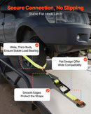 VEVOR Wheel Chock Tie-Down Kit, Tire-Style Motorcycle Tie-Down System, Car Tie Down Kit with Flat Hook, Break Strength 4540 kg & Working Load 1512 kg Trailer Tie Down Strap for ATVs, SUVs, Trailers