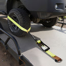 VEVOR Wheel Chock Tie-Down Kit, Tire-Style Motorcycle Tie-Down System, Car Tie Down Kit with Flat Hook, Break Strength 4540 kg & Working Load 1512 kg Trailer Tie Down Strap for ATVs, SUVs, Trailers