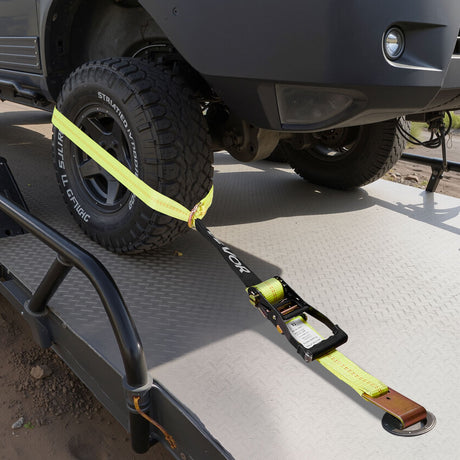 VEVOR Wheel Chock Tie-Down Kit, Tire-Style Motorcycle Tie-Down System, Car Tie Down Kit with Flat Hook, Break Strength 4540 kg & Working Load 1512 kg Trailer Tie Down Strap for ATVs, SUVs, Trailers
