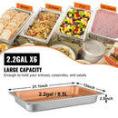 Hotel Pans Full Size 2.5 Inch Deep, Steam Table Pan 6 Pack , 22 Gauge/0.8mm Thick Stainless Steel Hotel Pan Anti Jam Steam Table Pan