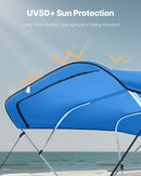 4 Bow Bimini Top Replacement Cover, 2440 mm Long, Durable 600D Marine Grade Waterproof Sun Shade Boat Canopy with Storage Boot, Easy Install Zipper Sleeve Awning, 2464-2616 mm W, Blue (No Frame)