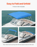 4 Bow Bimini Top Replacement Cover, 2440 mm Long, Durable 600D Marine Grade Waterproof Sun Shade Boat Canopy with Storage Boot, Easy Install Zipper Sleeve Awning, 2464-2616 mm W, Blue (No Frame)