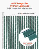 VEVOR Bottom Locking Privacy Slats, Single-Wall Vertical Bottom-Locking Slats for Chain-Link Fence, High-Density HDPE Chain Link Slats Ideally Fit 1.2 m High Fence for Garden Farm Sports Field(Green)