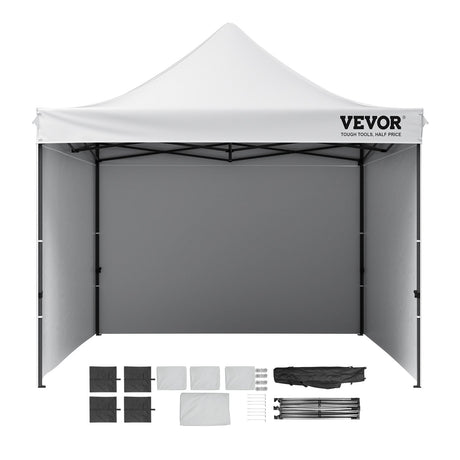 Pop Up Canopy Tent Outdoor Gazebo Tent 10x10FT with Sidewalls & Bag White
