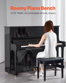 VEVOR Piano Bench, 22" x 13.78" x 19", Keyboard Piano Chair with High-Density Padded Cushion, Storage Compartment for Music Books, Wooden Piano Bookcase Stool Seat, for Vanity, Living Room, Bedroom