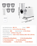 Electric Cheese Grater Salad Maker, 200W Salad Shooter, Electric Vegetable Slicer Shredder Chopper for Fruits with 5 Attachments, Stainless Steel Food Cutter for Vegetables, and Cheeses
