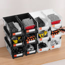 VEVOR Plastic Stackable Storage Bins, 37.7 x 21.5 x 18 cm (12 Pack), Plastic Containers for Organizing & Storage Bins for Garage, Small Parts, Office Supplies, Other Accessories, Black & Transparent