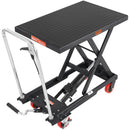 VEVOR Hydraulic Lift Table Cart, 330lbs Capacity 28.5" Lifting Height, Manual Single Scissor Lift Table with 4 Wheels and Non-slip Pad, Hydraulic Scissor Cart for Material Handling, Black