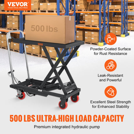 VEVOR Hydraulic Lift Table Cart, 330lbs Capacity 28.5