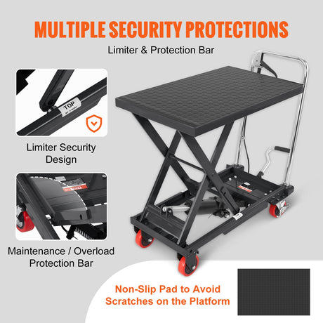VEVOR Hydraulic Lift Table Cart, 330lbs Capacity 28.5
