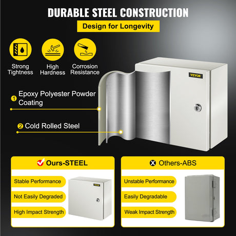 NEMA Steel Enclosure, 12 x 12 x 6''steel electrical box
electrical enclosur NEMA 4X Steel Electrical Box, IP66 Waterproof & Dustproof, Outdoor/Indoor Electrical Junction Box, with Mounting Plat