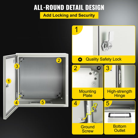 NEMA Steel Enclosure, 12 x 12 x 6''steel electrical box
electrical enclosur NEMA 4X Steel Electrical Box, IP66 Waterproof & Dustproof, Outdoor/Indoor Electrical Junction Box, with Mounting Plat