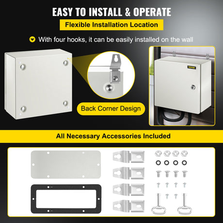 NEMA Steel Enclosure, 12 x 12 x 6''steel electrical box
electrical enclosur NEMA 4X Steel Electrical Box, IP66 Waterproof & Dustproof, Outdoor/Indoor Electrical Junction Box, with Mounting Plat
