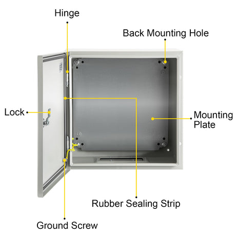 NEMA Steel Enclosure, 12 x 12 x 6''steel electrical box
electrical enclosur NEMA 4X Steel Electrical Box, IP66 Waterproof & Dustproof, Outdoor/Indoor Electrical Junction Box, with Mounting Plat