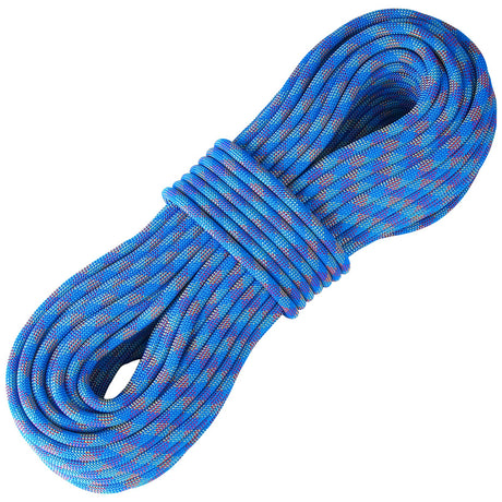 VEVOR 10.2mm Dynamic Climbing Rope, 60M(197ft) Outdoor Rock Climbing Rope 25KN Breaking Tension, Stretchable Fiber Rope with Steel Snap Hooks for Escape, Rappelling, Fire Rescue, Blue